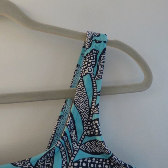 LAND'S END Geometric Floral Print One Piece Swimsuit Stretch Vacation Size 12DDD - Picture 4 of 15